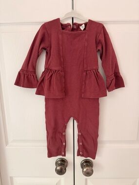 kate quinn Mauve Long-Sleeve Ruffle One-Piece Bodysuit